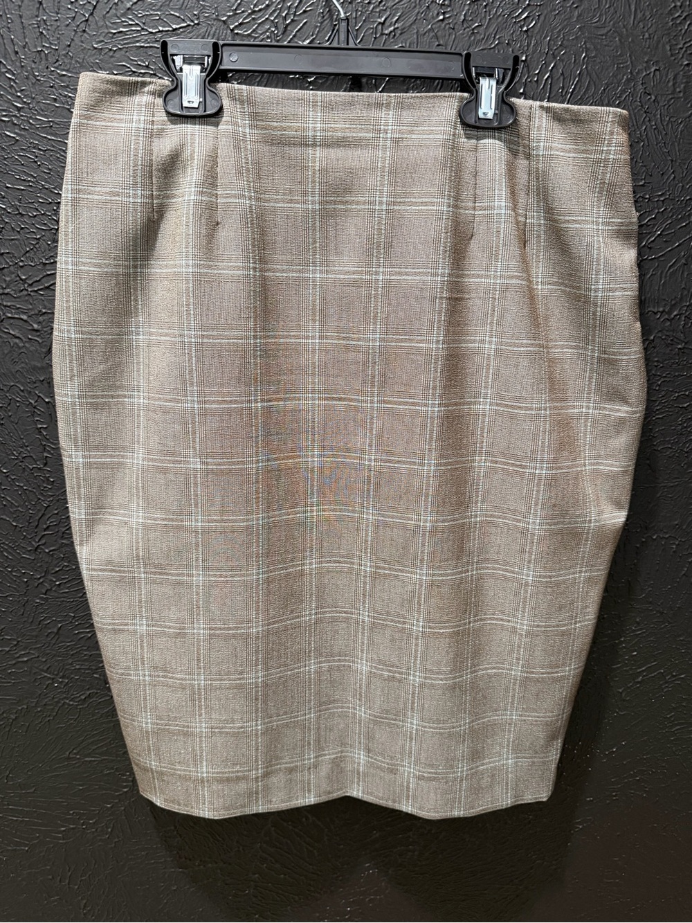 Vintage Levine Classic Taupe Plaid Pencil Skirt